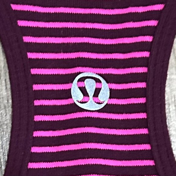 Lululemon Cool Racerback Hyper Stripe Raspberry Glo Light/Plum Size? S-M Women's - Picture 9 of 9